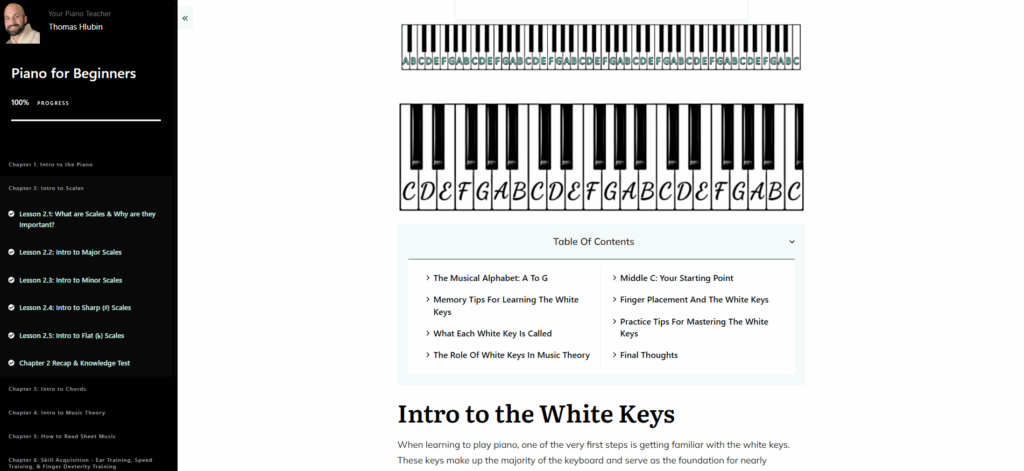 intro to the white keys piano lesson, online piano lessons, online piano course, learn piano, how to play piano, piano lessons for adults, piano course, piano lesson